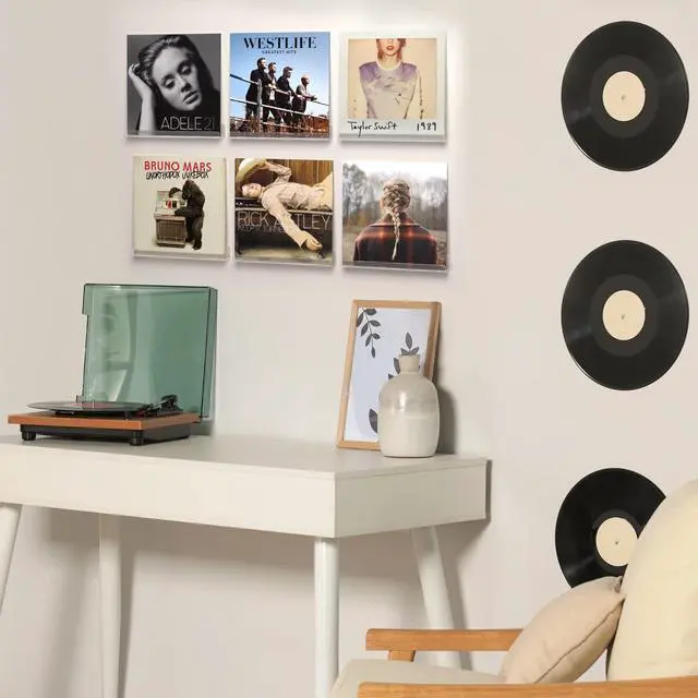 Alt view image 3 of 5 - Laurensory External DVD Drive USB 3.0 Type-C USB + Vinyl Record Shelf Wall Mount