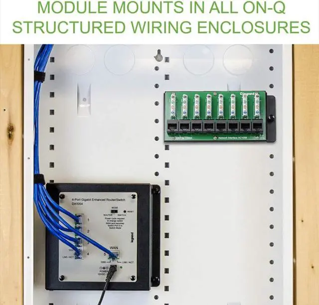Alt view image 5 of 5 - Legrand - OnQ Cat5e Network Interface Module, Wifi Module with 8 Ports, Network Box Provides Connectivity to Ethernet Connected Devices, Black, AC1058