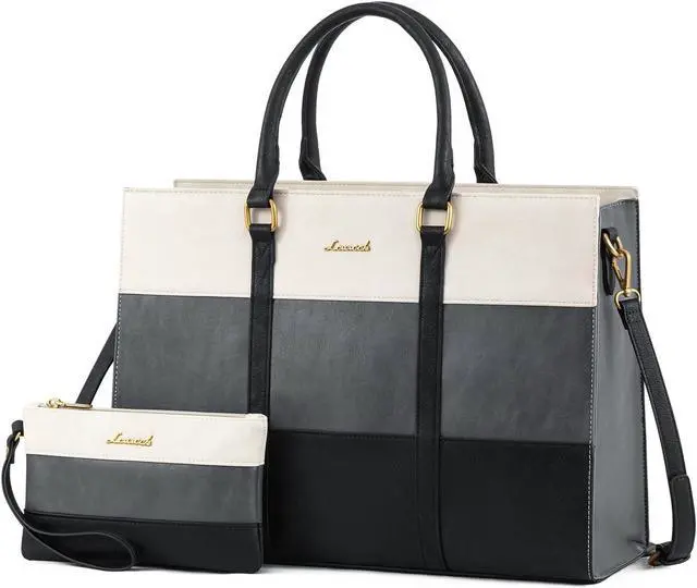 Main image of LOVEVOOK Laptop Bag for Women, 15.6 Inch Laptop Tote Bag, Vintage Leather Work Bags for Women, Waterproof Computer bag with Clutch Purse, Large Capacity Briefcase, Business Office Bag