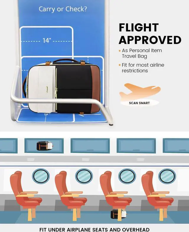 Alt view image 4 of 5 - LOVEVOOK Travel Backpack for Women, TSA Carry On Backpack Flight Approved Luggage, 30L Water Resistant Personal Item Daypack Large Weekender Bag fit 15.6 inch Laptop with 3 Cubes, Beige-black-brown