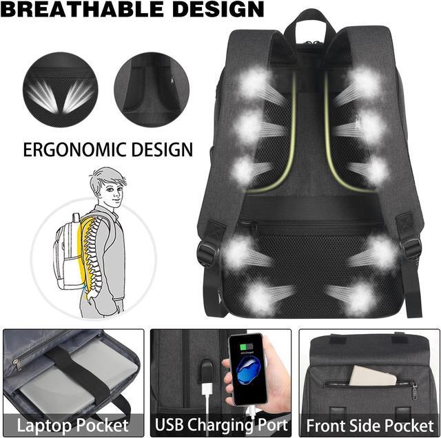 Alt view image 4 of 5 - MATEIN Lunch Backpack, 15.6 Inch Insulated Cooler Lunchbox Backpacks with USB Port for Women Work, Hanging Diaper Caddy, Portable Diaper Organizer Stacker, Nursery Storage for Changing Table