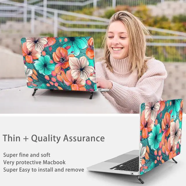 Alt view image 5 of 5 - Mektron Ultra Thin Armor Case Compatible with MacBook Air 13.6 inch Printed Cover 2025-2022 M4 M3 M2 A3240 A3113 A2681, Protective Hard Shell with Fold Kickstand, Flowers C126