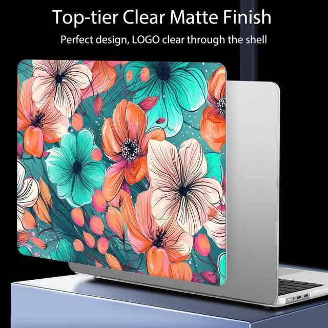 Alt view image 4 of 5 - Mektron Ultra Thin Armor Case Compatible with MacBook Air 13.6 inch Printed Cover 2025-2022 M4 M3 M2 A3240 A3113 A2681, Protective Hard Shell with Fold Kickstand, Flowers C126