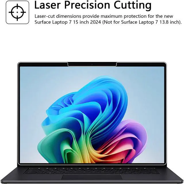 Alt view image 3 of 5 - Megoo (2 Pack Glass Screen Protector for Surface Laptop 7 15 Inch (2024 AIPC), Anti-Scratch, HD Clear Glass, Surface Pen Compatible