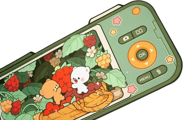 Alt view image 2 of 4 - Green Berry Picking Desk Mat Authentic Milkmochabear Merchandise (35.4" x 18.1") Inches Cute Extra Large Gaming Mouse Pad with Non-Slip Rubber Base for Computer Keyboard Laptop Home Office Accessories
