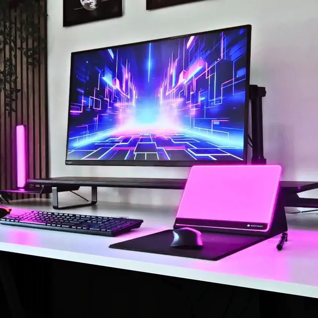 Alt view image 5 of 5 - Note Tower LED Mousepad Whiteboard | Dry Erase Glass Board for Desk | Ambience Color Changing White Board | Write Notes & to-Do Lists, Remote & App Controlled, for Office, Home, School (Electric)
