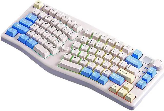 Main image of Odpaltoy A75 Alice-Layout Mechanical Keyboard with Rocker and Knob,Hot Swappable Triple Mode Gaming Keyboard with Cute Cat Keycaps for Win/Mac,Gasket,RGB Backlight,4000mAh Battery (Moonlight White)