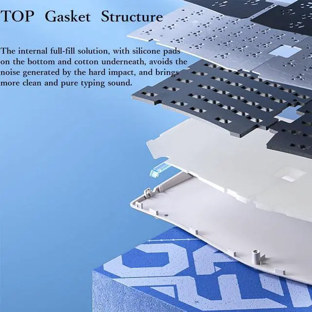 Alt view image 4 of 5 - Odpaltoy A75 Alice-Layout Mechanical Keyboard with Rocker and Knob,Hot Swappable Triple Mode Gaming Keyboard with Cute Cat Keycaps for Win/Mac,Gasket,RGB Backlight,4000mAh Battery (Moonlight White)