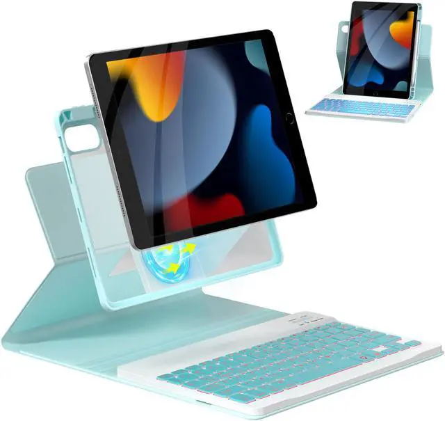 Main image of OPAKIT Magnetic Keyboard Case for iPad 9th/8th/7th Generation 10.2 inch, iPad Pro 10.5-inch Air 3rd Case with Pencil Holder, 7 Color Backlight BT Keyboard (2021/2020/2019/2017), Blue