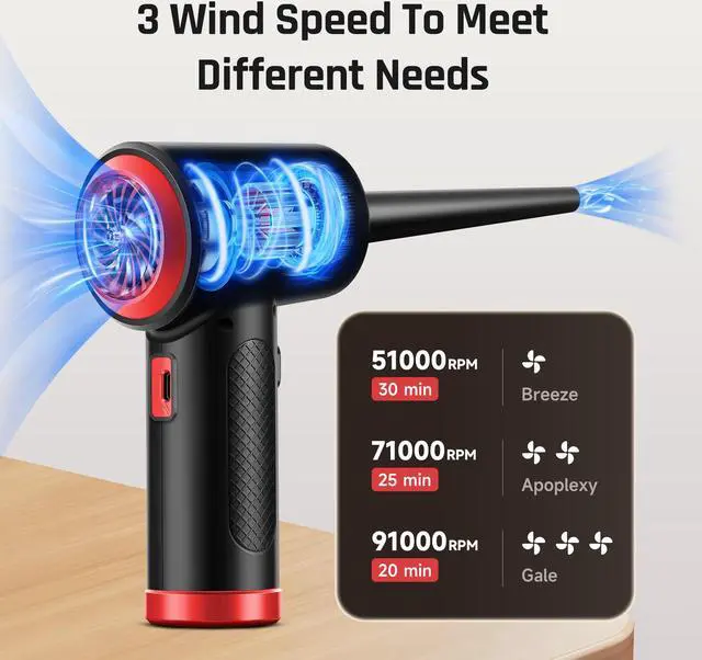 Alt view image 2 of 5 - Compressed Air - Cordless Electric Air Duster, Reusable Canned Air for Computers/Electronics/Keyboards/Blaster/Laptop Dust Spray Cleaner, Powerful Air Blower with Fast USB Charging-Replace Air Can