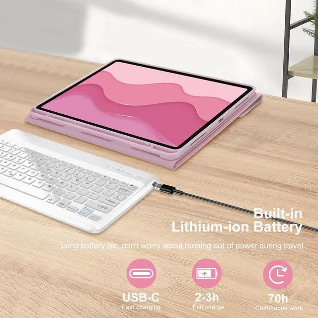 Alt view image 3 of 5 - Keyboard Case for iPad Air 13 inch 2024 and iPad Pro 12.9 Case with Keyboard 6th/5th/4th/3rd Gen, Magnetic Detachable Slim Wireless Keyboard, Smart Folio Cover with Pencil Holder