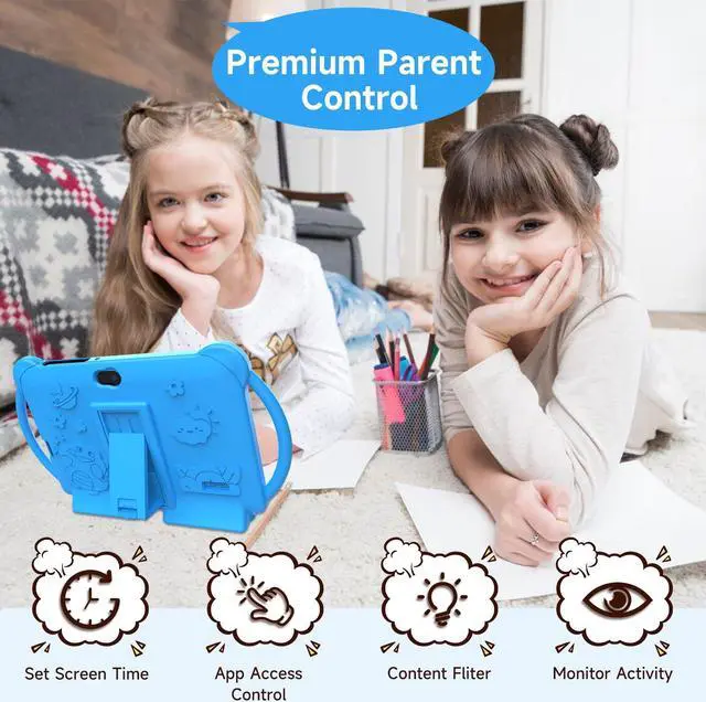 Alt view image 4 of 5 - PEICHENG Kids Tablet 7 inch Android 12.0 for Toddler, 4GB RAM 32GB ROM Bluetooth IPS Screen Parental Control Dual Camera Shockproof Case for Educational Games, (1PCS, Blue)