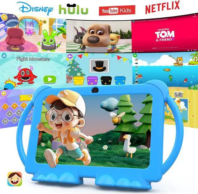 Alt view image 2 of 5 - PEICHENG Kids Tablet 7 inch Android 12.0 for Toddler, 4GB RAM 32GB ROM Bluetooth IPS Screen Parental Control Dual Camera Shockproof Case for Educational Games, (1PCS, Blue)