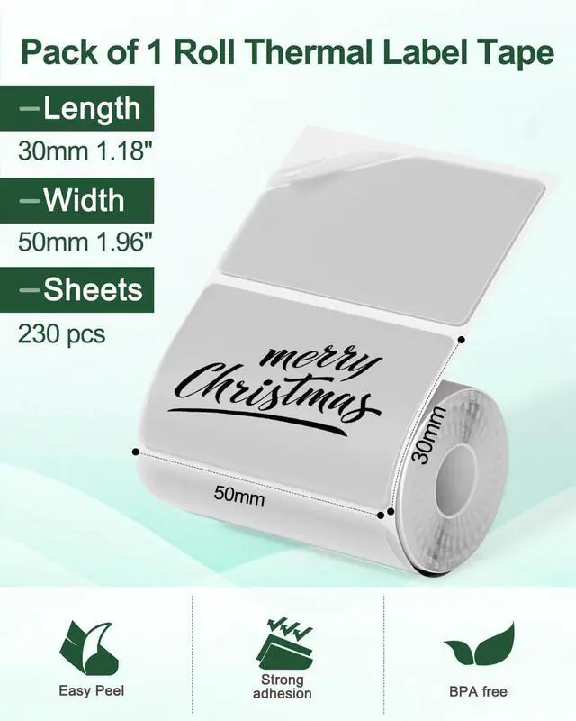 Alt view image 5 of 5 - Phomemo M220 Label Maker Orange & 1 Roll Transparent Thermal Label 1.96"x1.18"(50x30mm), Upgrade 3 Inch Barcode Portable Printer, for Office & Small Business, Compatible with Phones&PC