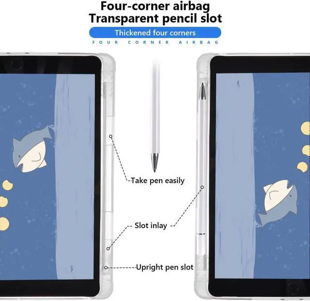 Alt view image 2 of 5 - JOYLAND Lovely Cartoon Elephant Pad Case for 10.5 Inch iPad Pro 2017/iPad Air 3 with Pencil Holder, Auto Wake/Sleep, Clear TPU Blue Leather Anti-Scratch Smart Foldable Stand Back Cover