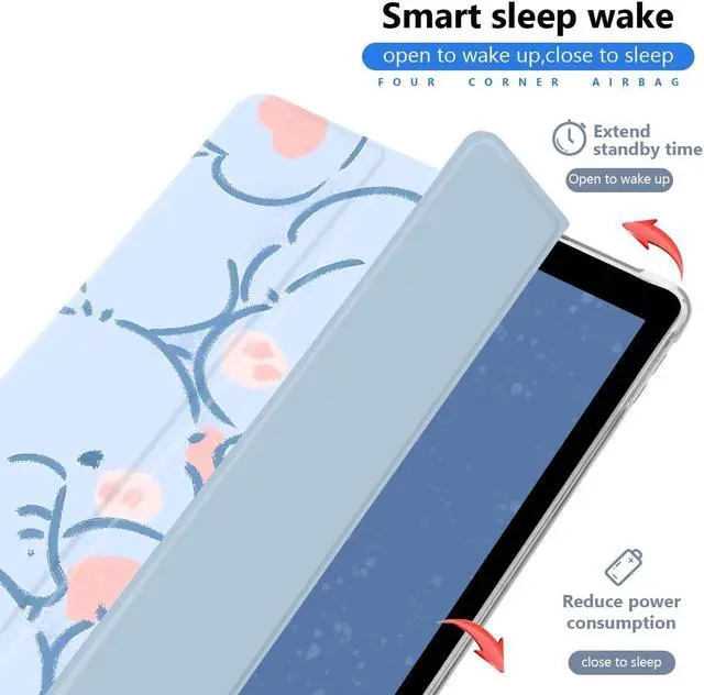 Alt view image 3 of 5 - JOYLAND Lovely Cartoon Elephant Pad Case for 10.5 Inch iPad Pro 2017/iPad Air 3 with Pencil Holder, Auto Wake/Sleep, Clear TPU Blue Leather Anti-Scratch Smart Foldable Stand Back Cover