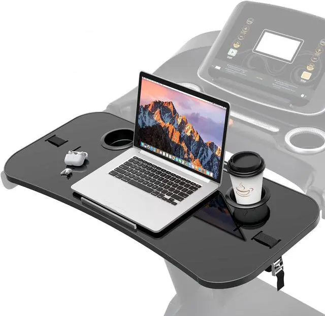 Main image of Qsxou Treadmill Desk Attachment, 36 Inches Tread Tray Workstation Handlebars Platform with Laptop Holder, Cup Tablet Holder, Ergonomic Stand with Cooling Holes(Black)
