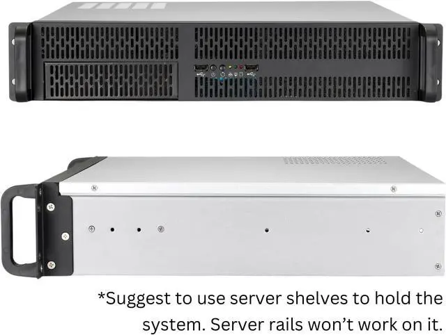 Alt view image 4 of 5 - RACKOWL 2U Server Case/Server Chassis, 4X 3.5/2.5" HDD Bay, 1x 5.25 Device, Micro-ATX Motherboard Support ; Fans: Rear 2X 80mm, Size: 16.9"x3.5"x15.0", RO-SC2U0380X001