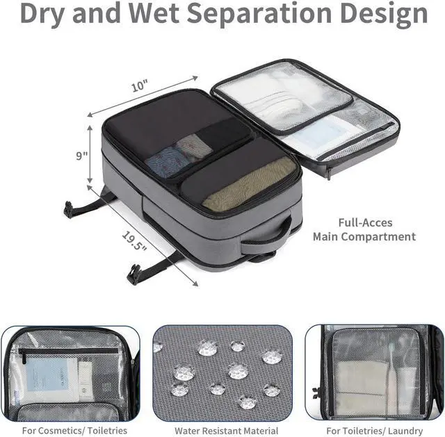 Alt view image 5 of 5 - RDTGO Carry on Backpack, 40L Flight Approved Travel Backpack for Men & Women, Expandable luggage Backpack with 4 Packing Cubes, 17 inch Laptop Backpack,Water-Resistant Business Daypack Weekender Bag