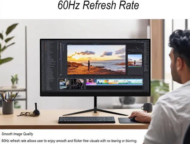 Alt view image 3 of 4 - 32 Inch FHD 1080P CCTV Security Monitor, Thin LED Screen Computer Monitor, 60Hz Refresh Rate with HDMI VGA BNC and Audio, Compatible with 4K, for Surveillance NVR/DVR System