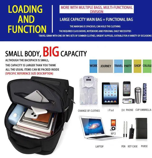 Alt view image 2 of 5 - SAIA TIAN Backpack Men's Multilayer Backpack Business Casual Bag Large Capacity Multifunctional Computer Bag,waterproof, fits 15.6inch notebook(Black)