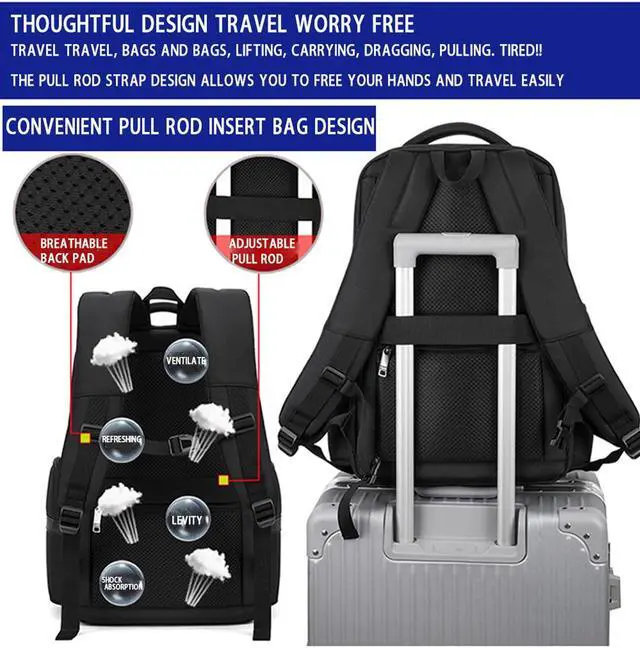 Alt view image 4 of 5 - SAIA TIAN Backpack Men's Multilayer Backpack Business Casual Bag Large Capacity Multifunctional Computer Bag,waterproof, fits 15.6inch notebook(Black)