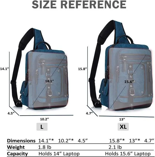 Alt view image 3 of 5 - Schkleier Messenger Bag for Men Canvas Sling Bag Crossbody Backpack Laptop Shoulder Bag Hiking Daypacks Casual Tactical
