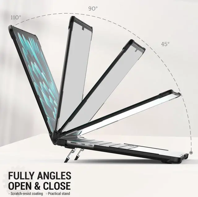 Alt view image 3 of 5 - SEYMAC stock Case for MacBook Air 15 inch 2025-2023 Release A3241 A3114/A2941 M4-M2 Chip, Shock-Absorbing Protection with Folding Stand &Mouse Pad/Bag Case for MacBook Air 15'' (HardBlack)