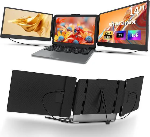 Main image of Sharanix 14" FHD 1080P IPS Dual Screen Laptop Monitor Extender, Portable for Laptops 13-17.3" Compatible with Win/Mac/Android/Switch