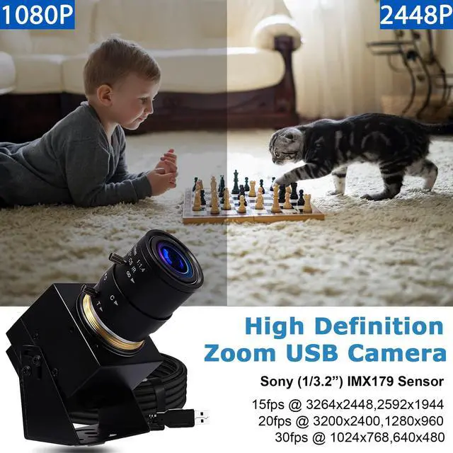Alt view image 2 of 5 - SVPRO 8MP Zoom Webcam for Laptop, 2.8-12mm Lens Manual Focus USB Camera for PC Computer Camera, Windows, Linux, MacOS, Android