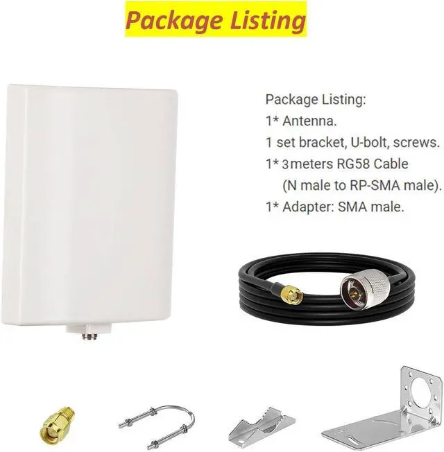 Alt view image 4 of 5 - SignalPlus WiFi Antenna Outdoor Long Range, Outdoor WiFi Directional Antenna, Dual Band WiFi Panel Antenna 2.4GHz 5.8GHz 5GHz, 15dBi, for WiFi Router, WiFi Access Point, AP, 3meter Cable, RP-SMA, SMA