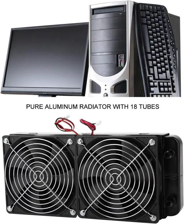 Alt view image 2 of 5 - Socobeta Water Cooler Radiator 240MM Computer CPU Water Cooling Cooler Heat Row Radiator with Dual Fan 18 Tubes