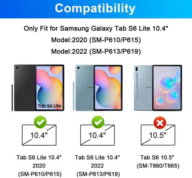 Alt view image 2 of 5 - SOPPY Backlit Keyboard Case with Mouse for Samsung Galaxy Tab S6 Lite 10.4 Inch 2024/2022/2020 (SM-P620/P624/P610/P613/P615/P619), Rechargeable Detachable Wireless S6 Lite, Slim Keyboard Case, Black