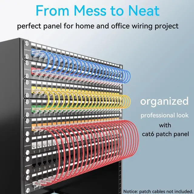Alt view image 3 of 5 - Sokqovt Patch Panel 48 Port Cat6 with Coupler Keystone, Cat6 Network Patch Panel 10G No Punch Down, Time-Saver Ethernet 2U Rj45 Patch Panel with Sturdy Back Bar, Rackmount 19 Inch Coupler Patch Panel