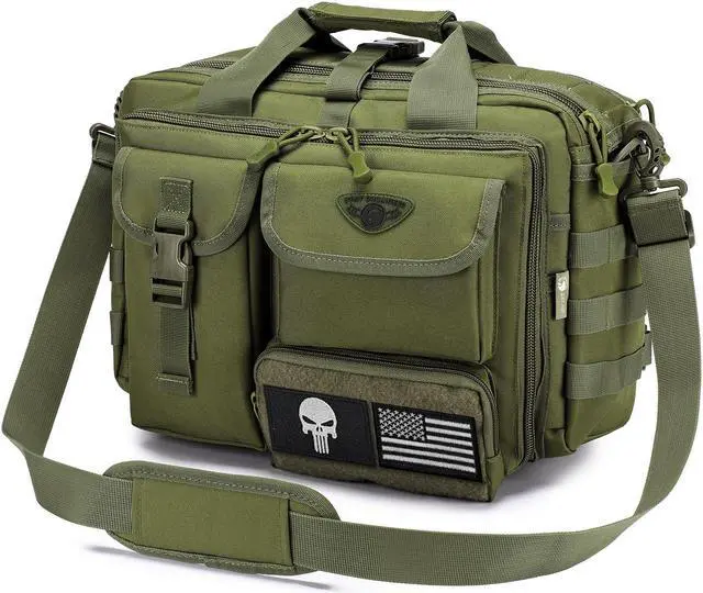 Main image of Stypos Tactical Messenger Bag, 14 Inch Tactical Briefcase for Man Military Laptop Bag Messenger Shoulder Bag, Includes a Flag(Green)