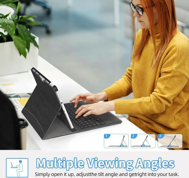 Alt view image 4 of 5 - SSS·GRGB Case fit 13 Inch Microsoft Surface Pro 11/10/9/8, Multiple Angle Viewing Portfolio Business Cover with Stylus Holder & Pocket, Compatible with Type Cover Keyboard & Dock,Black