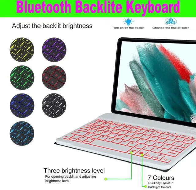 Alt view image 3 of 5 - Keyboard Case for Samsung Galaxy Tab A9 Plus 11 inch (SM-X210/X216/X218) 2023,7 Color Backlite 5G A9+ Keyboard Magnetic Case with S Pen Holder(Green)