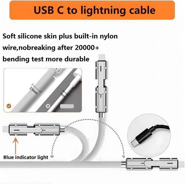 Alt view image 5 of 5 - SWLIFL 2 Pack Chubby Silicone 4 in 1 USB C Charging Cable and 2 Pack 4 in 1 USB C to C Cable 3.3ft Braided 100W Bundle