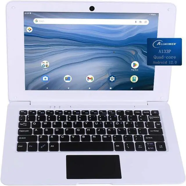 Main image of Tablets & Computers 10.1 Inch Netbook Laptop, Android 12, Quad Core Processor, 2gb Ram, 64gb ROM, Webcam, 2* USB, SD Card Slot, Bluetooth, WiFi- White