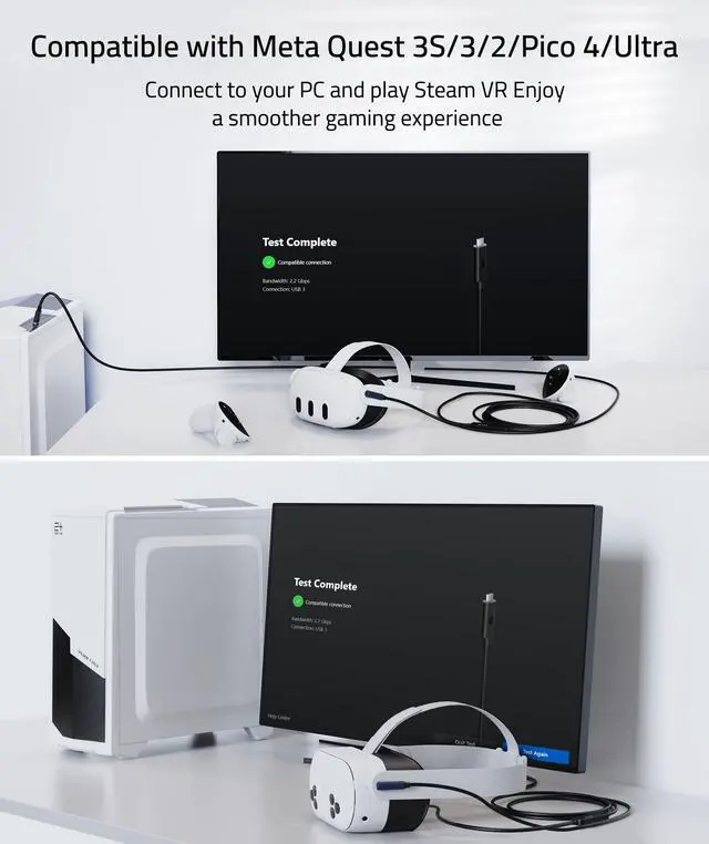 Alt view image 5 of 5 - Syntech Link Cable 33 FT with Signal Booster Compatible with Meta/Oculus Quest 3, Quest2/Pro/Pico4 Accessories and PC/SteamVR, High Speed Data Transfer, USB 3.0 to USB C Cable for VR Headset, Black