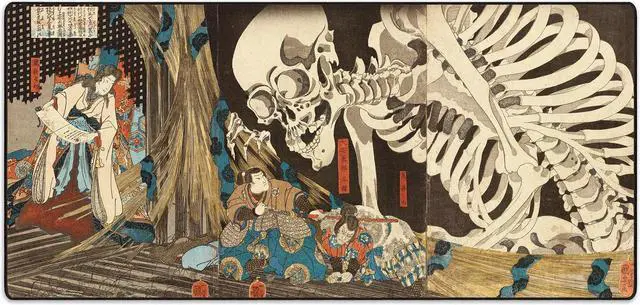 Main image of DURAGLYDE MPCO Skeleton Spectre by Utagawa Kuniyoshi Large Size Gaming WFH Mousepad Full Desk (Skele, AeroGlyde Fabric (Large (36" x 17"))