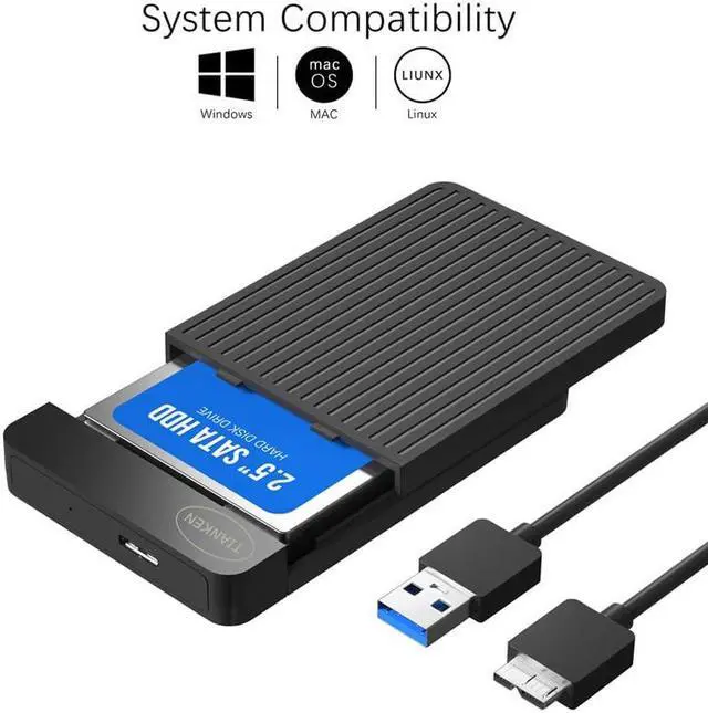 Alt view image 2 of 5 - Tianken 1TB Ultra Slim Portable External Hard Disk Drive 2.5'' USB 3.0 HDD Storage for Mac, PC, Laptop, PS4, Xbox one