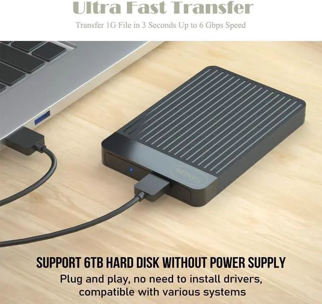 Alt view image 4 of 5 - Tianken 1TB Ultra Slim Portable External Hard Disk Drive 2.5'' USB 3.0 HDD Storage for Mac, PC, Laptop, PS4, Xbox one