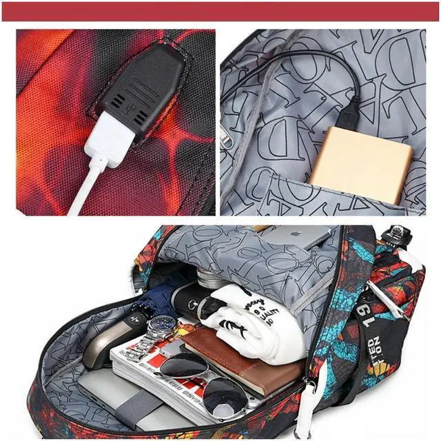 Alt view image 3 of 5 - Txiujou Basketball Player 23 Student School Bag, Laptop Backpack, Ultra-Light Travel Bag, For Men And Women (Red2)