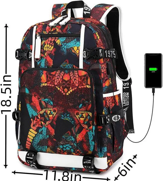 Alt view image 2 of 5 - Txiujou Basketball Player 23 Student School Bag, Laptop Backpack, Ultra-Light Travel Bag, For Men And Women (Red2)