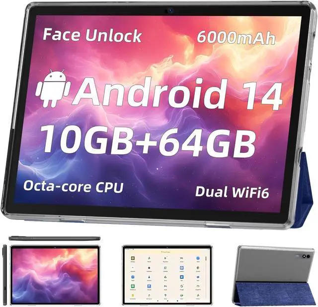 Main image of Android 14 Tablet,10 inch Tablet, Octa Core Processor, 10GB+64GB+512GB Expansion, 1280x800 HD IPS Display Screen, Wi-Fi6, Dual Camera, 6000mAh Battery Tablet PC,Support Widevine L1 Google Kids Space