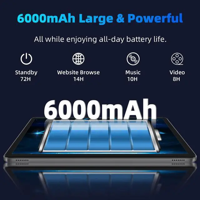 Alt view image 3 of 5 - Android 14 Tablet,10 inch Tablet, Octa Core Processor, 10GB+64GB+512GB Expansion, 1280x800 HD IPS Display Screen, Wi-Fi6, Dual Camera, 6000mAh Battery Tablet PC,Support Widevine L1 Google Kids Space
