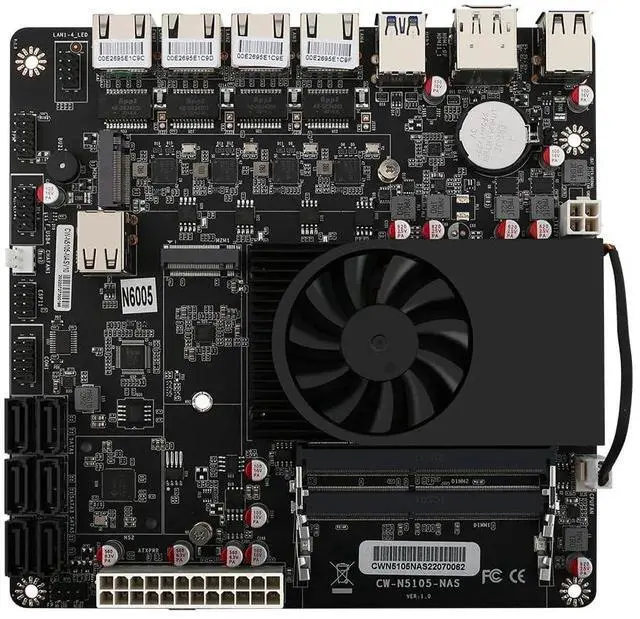 Main image of N5105 Industria NAS Motherboards 4 Cores 4 Threads Low Power Processor 4x2.5G i226 Network 2 M.2 Slot 6xSATA DP HDMI Mini ITX 17x17CM Soft Routing Board
