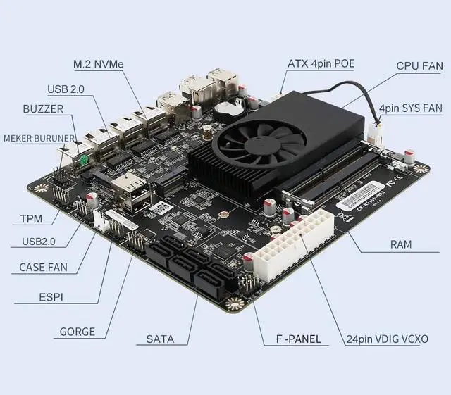 Alt view image 3 of 5 - N5105 Industria NAS Motherboards 4 Cores 4 Threads Low Power Processor 4x2.5G i226 Network 2 M.2 Slot 6xSATA DP HDMI Mini ITX 17x17CM Soft Routing Board