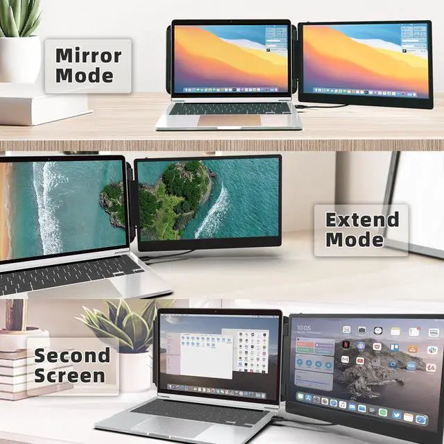 Alt view image 2 of 5 - Laptop Monitor Extender, Portable Monitor for Laptop, Screen Extender Portable16:9, HDMI/Type-C Plug and Play Display 1080P for Tablet PC/Mac/Phone